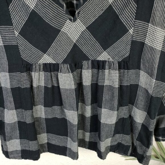 Madewell Plaid Peplum Popover Top Blouse XS - Picture 7 of 12